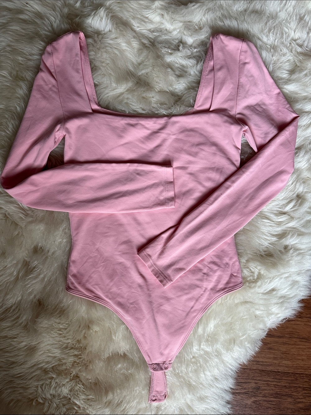 Babaton Aritzia Pink Long Sleeve Square Neck One-Piece Bodysuit